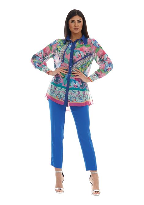 Tropical patterned chiffon shirt with appliqués GAI MATTIOLO | shirts | LV0843UNIC